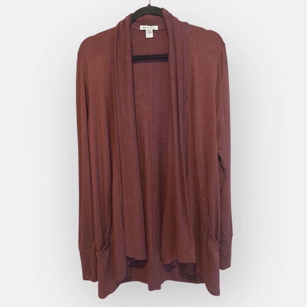 Athleta Pranayama Wrap Cardigan Burgundy  Soft Knit  Size M - Picture 2 of 7